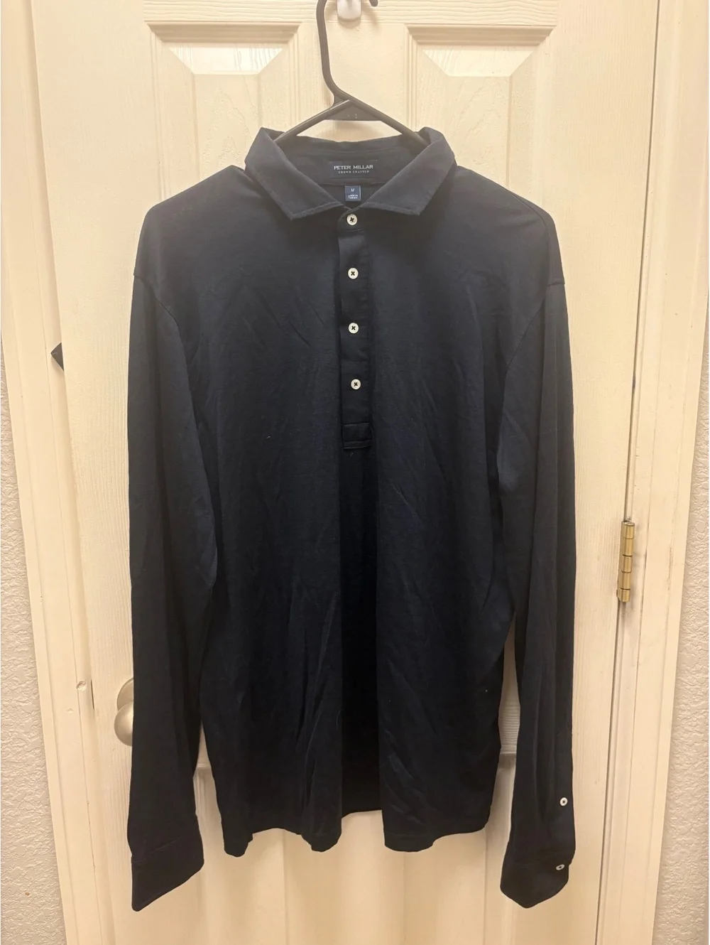 Peter Millar Crown Crafted Men's Wool Long Sleeve Polo Shirt Medium